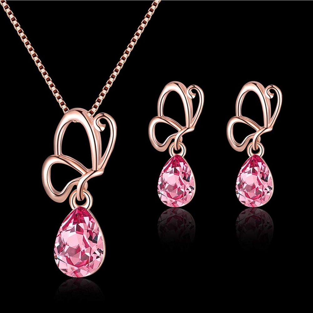 Butterfly earring and necklace set